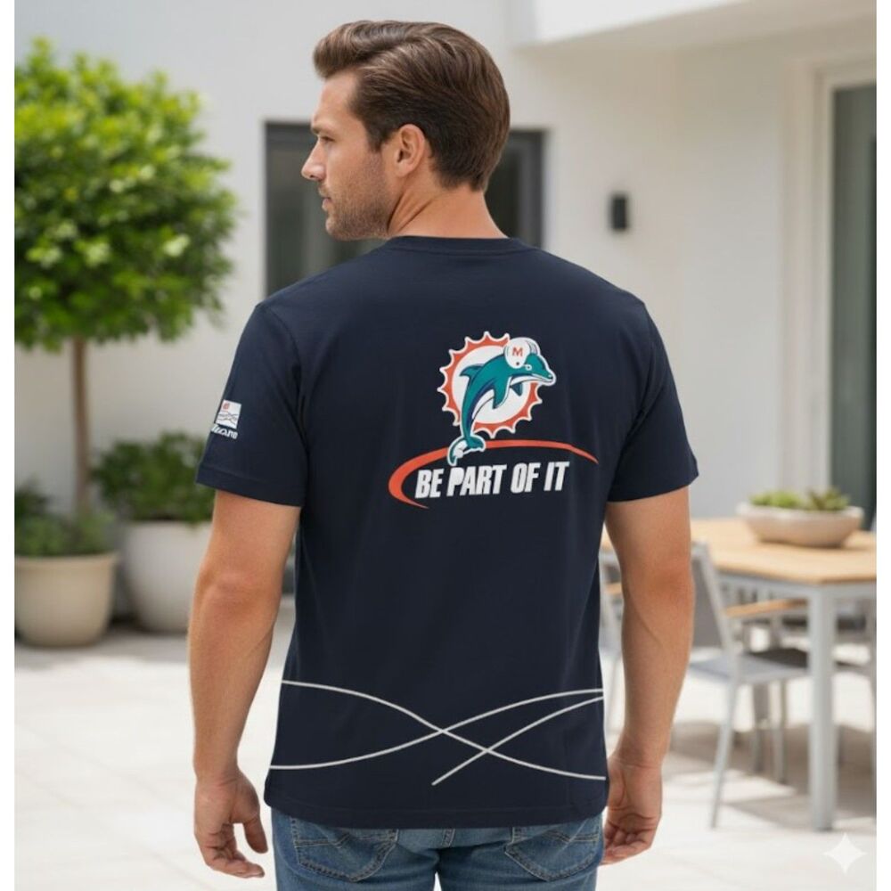 Miami Dolphins T shirt Blue White Big Graphic Wachovia Mens Size L